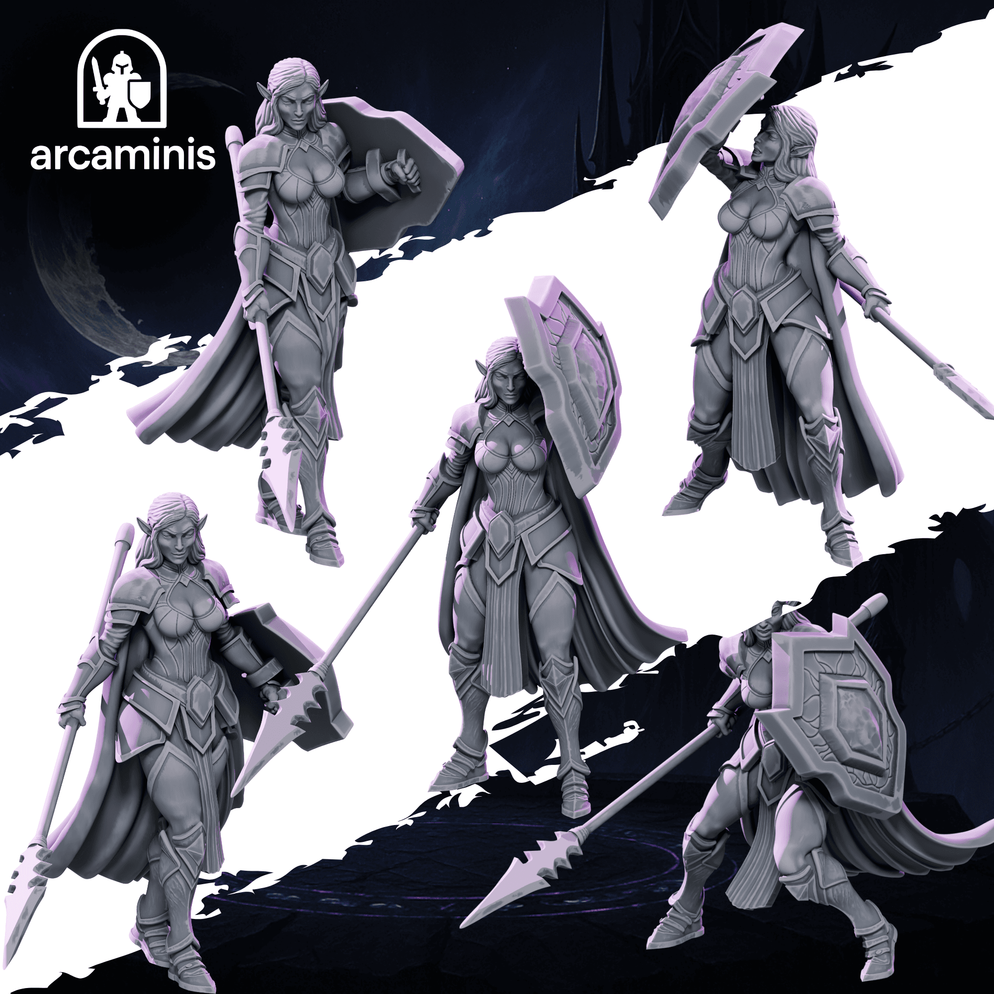 Female Dark Elf Spear & Shield Unit 