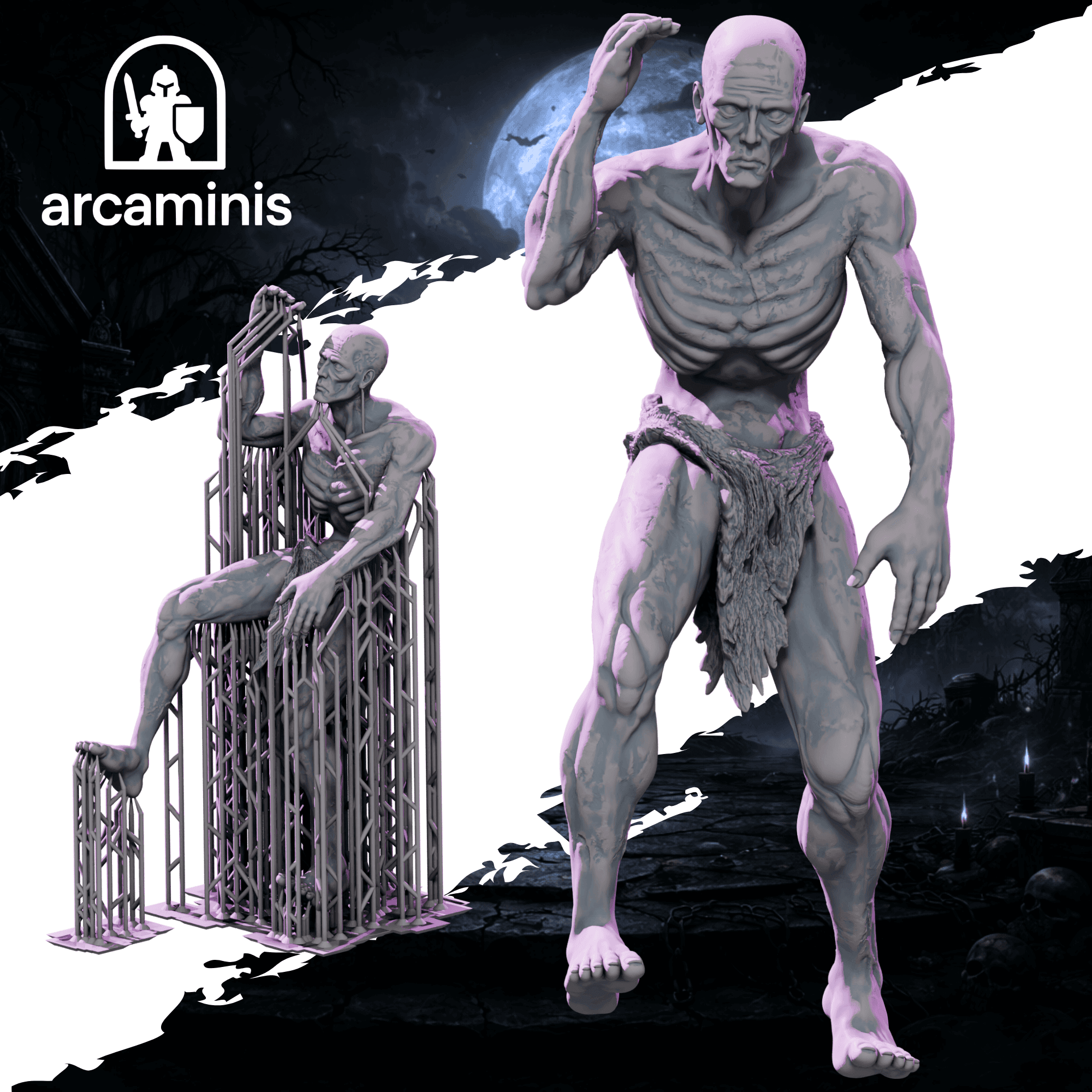 FREE Undead Skeleton Throne Bearer STL Miniature- 75mm Display Miniature Dark Fantasy STL - Fantasy Pin Up - Ashveil Sisters