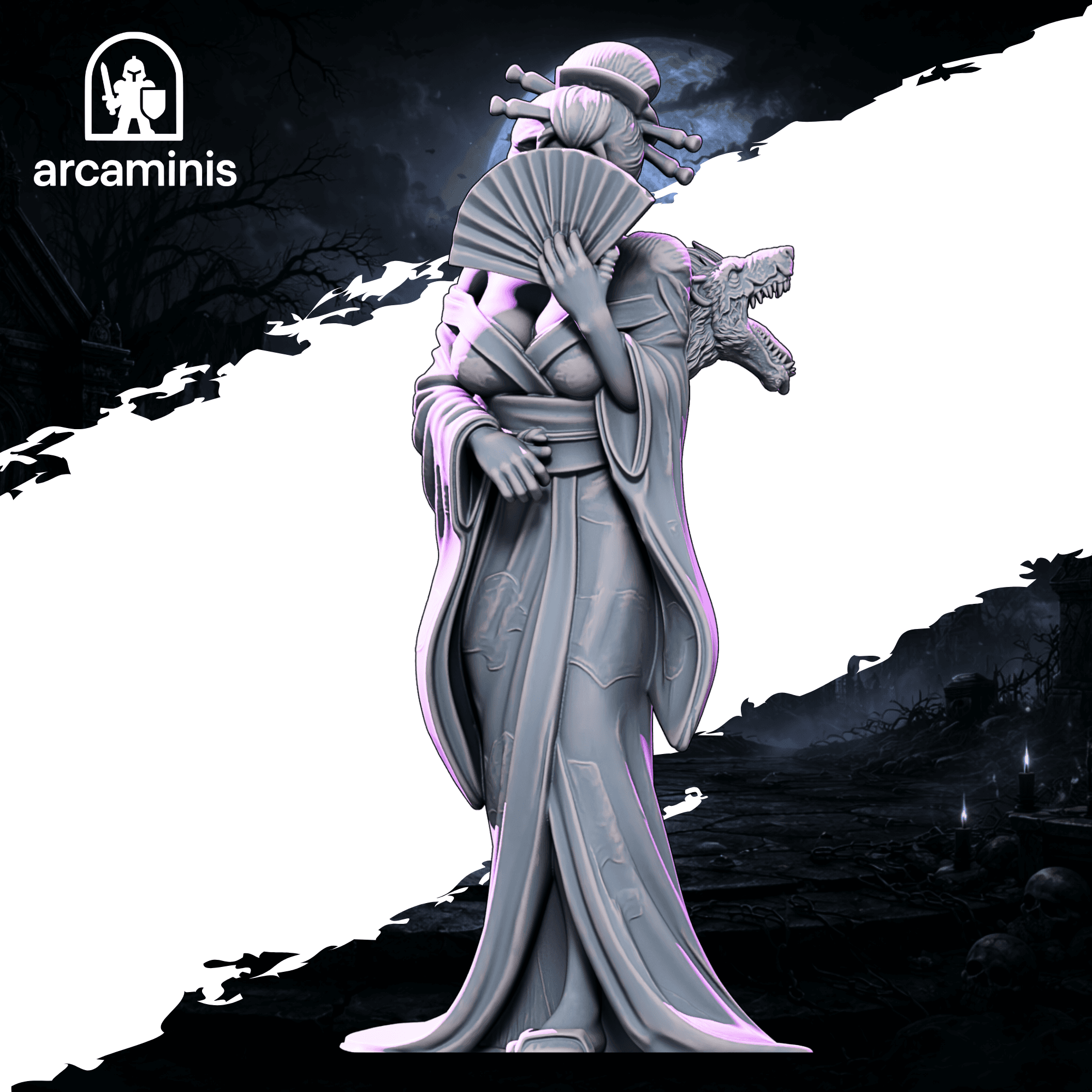 Ashveil Wolf Oracle – Female Undead STL | 32mm 75mm 120mm Presupported Miniature